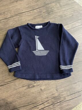 Busy Bees Navy Sailboat Knit Top Sweater Kids size 4